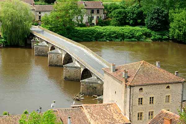 An ancient stone bridge over the Charente river