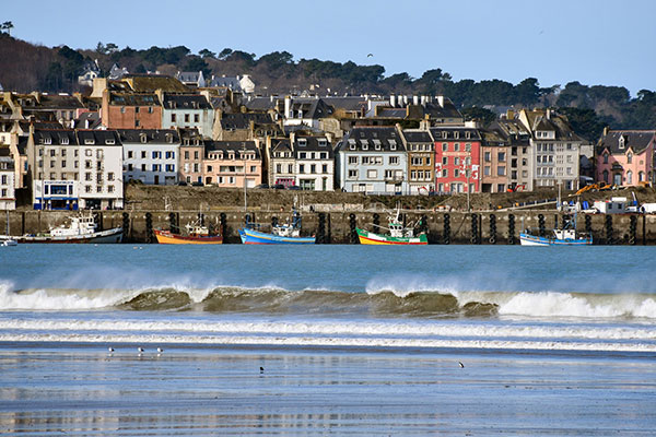 Beautiful seaside town with harbour in Brittany